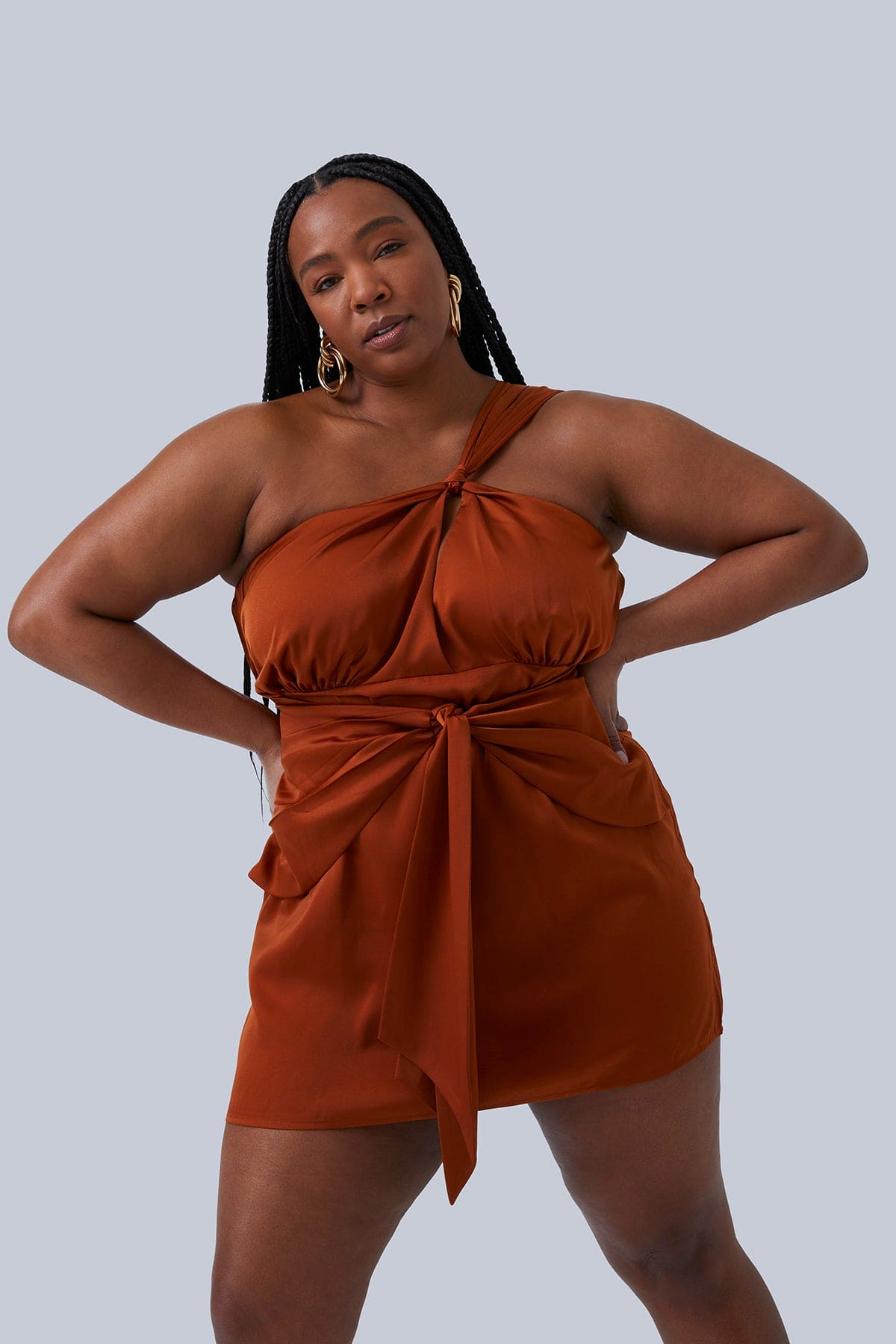 Front view of the Maya Mini Dress size 14. This party dress for plus size women fits perfect. Clothing by Gia IRL was designed the be the perfect plus size fashion for women.